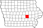 Map of Iowa showing Poweshiek County - Click on map for a greater detail.