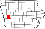 Map of Iowa showing Shelby County - Click on map for a greater detail.