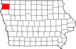 Map of Iowa showing Sioux County - Click on map for a greater detail.