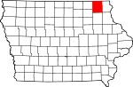 Map of Iowa showing Winneshiek County - Click on map for a greater detail.