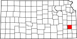 Map of Kansas showing Allen County - Click on map for a greater detail.