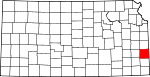 Map of Kansas showing Bourbon County - Click on map for a greater detail.