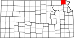 Map of Kansas showing Brown County - Click on map for a greater detail.