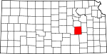 Map of Kansas showing Chase County - Click on map for a greater detail.