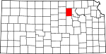 Map of Kansas showing Clay County - Click on map for a greater detail.