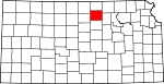 Map of Kansas showing Cloud County - Click on map for a greater detail.