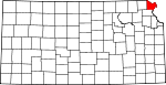Map of Kansas showing Doniphan County - Click on map for a greater detail.