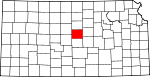 Map of Kansas showing Ellsworth County - Click on map for a greater detail.