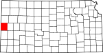 Map of Kansas showing Greeley County - Click on map for a greater detail.