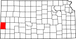 Map of Kansas showing Hamilton County - Click on map for a greater detail.