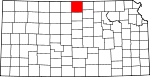 Map of Kansas showing Jewell County - Click on map for a greater detail.