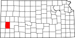 Map of Kansas showing Kearny County - Click on map for a greater detail.