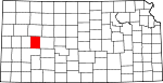 Map of Kansas showing Lane County - Click on map for a greater detail.