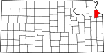 Map of Kansas showing Leavenworth County - Click on map for a greater detail.