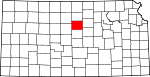 Map of Kansas showing Lincoln County - Click on map for a greater detail.