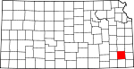 Map of Kansas showing Neosho County - Click on map for a greater detail.