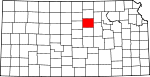 Map of Kansas showing Ottawa County - Click on map for a greater detail.