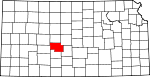 Map of Kansas showing Pawnee County - Click on map for a greater detail.