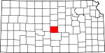 Map of Kansas showing Rice County - Click on map for a greater detail.