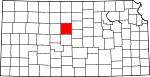 Map of Kansas showing Russell County - Click on map for a greater detail.