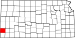 Map of Kansas showing Stanton County - Click on map for a greater detail.