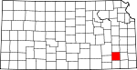 Map of Kansas showing Wilson County - Click on map for a greater detail.