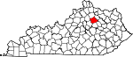 Map of Kentucky showing Bourbon County - Click on map for a greater detail.