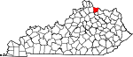 Map of Kentucky showing Bracken County - Click on map for a greater detail.