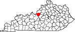 Map of Kentucky showing Bullitt County - Click on map for a greater detail.