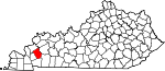 Map of Kentucky showing Caldwell County - Click on map for a greater detail.