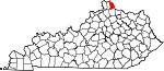 Map of Kentucky showing Campbell County - Click on map for a greater detail.