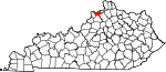 Map of Kentucky showing Carroll County - Click on map for a greater detail.
