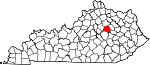 Map of Kentucky showing Clark County - Click on map for a greater detail.