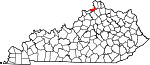 Map of Kentucky showing Gallatin County - Click on map for a greater detail.