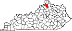Map of Kentucky showing Grant County - Click on map for a greater detail.