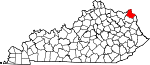 Map of Kentucky showing Greenup County - Click on map for a greater detail.