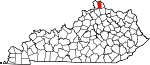 Map of Kentucky showing Kenton County - Click on map for a greater detail.