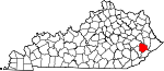 Map of Kentucky showing Knott County - Click on map for a greater detail.