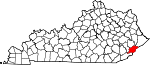 Map of Kentucky showing Letcher County - Click on map for a greater detail.