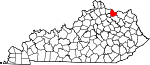 Map of Kentucky showing Mason County - Click on map for a greater detail.