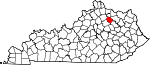 Map of Kentucky showing Nicholas County - Click on map for a greater detail.