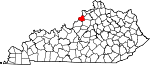 Map of Kentucky showing Oldham County - Click on map for a greater detail.