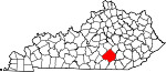 Map of Kentucky showing Pulaski County - Click on map for a greater detail.