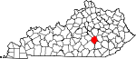 Map of Kentucky showing Rockcastle County - Click on map for a greater detail.