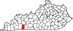 Map of Kentucky showing Todd County - Click on map for a greater detail.