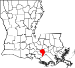 Map of Louisiana showing Assumption Parish - Click on map for a greater detail.