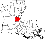 Map of Louisiana showing Avoyelles Parish - Click on map for a greater detail.