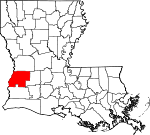 Map of Louisiana showing Beauregard Parish - Click on map for a greater detail.