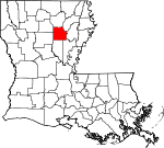 Map of Louisiana showing Caldwell Parish - Click on map for a greater detail.