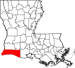 Map of Louisiana showing Cameron Parish - Click on map for a greater detail.